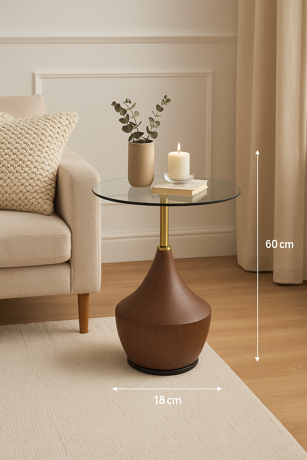 Modern Elegance Glass-Top Side Table – Sleek Style Meets Everyday Function