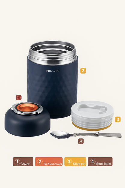 Thermal Food Flask – Hot & Cold Insulated Jar with Foldable Spoon