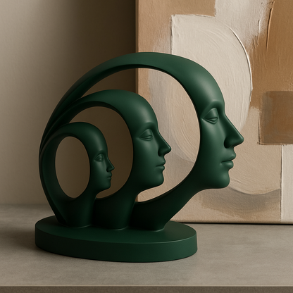 Modern Abstract Ceramic Face Sculpture – Minimalist Art Décor for Shelves, Tables & Office (10” x 9”)