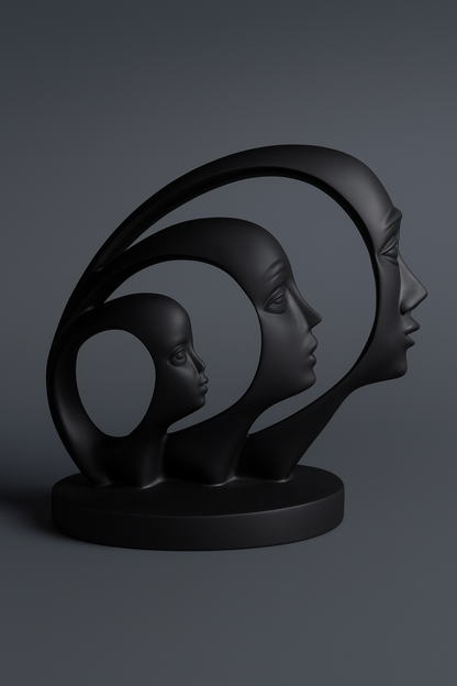 Modern Abstract Ceramic Face Sculpture – Minimalist Art Décor for Shelves, Tables & Office (10” x 9”)