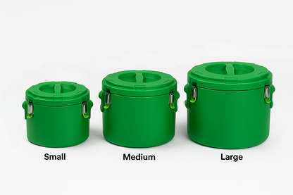 Insulated Round Food Containers – Small, Medium & Large (Green)