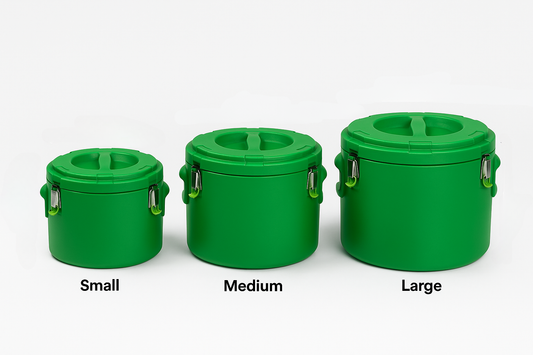 Insulated Round Food Containers – Small, Medium & Large (Green)