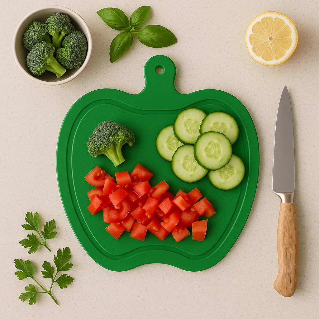 Apple-Shaped Plastic Cutting Board – 12" x 10.5"