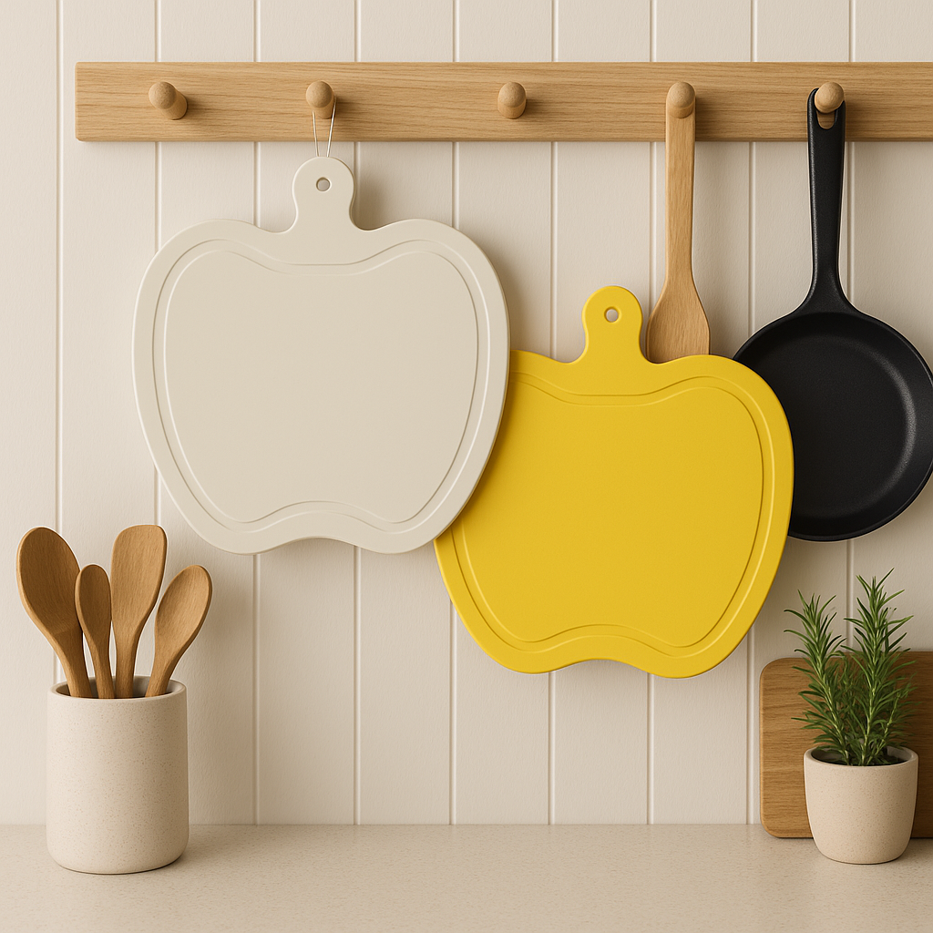 Apple-Shaped Plastic Cutting Board – 12" x 10.5"