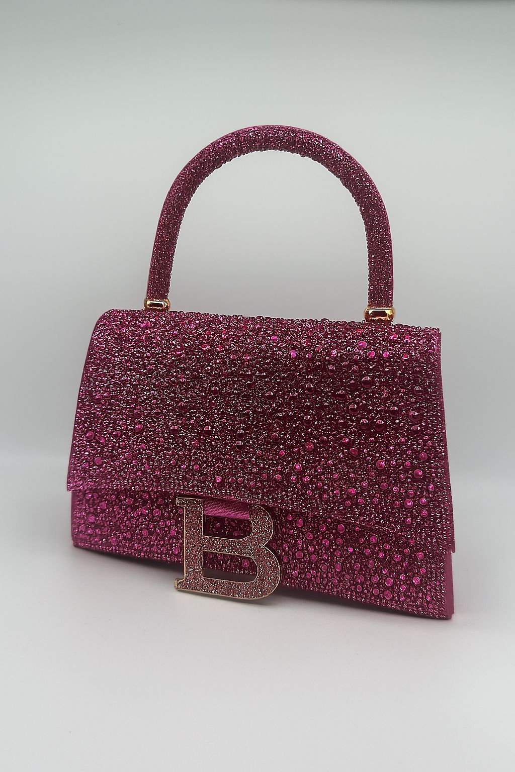 Luxury Rhinestone "B" Alphabet Mini Top Handle Bag - Sparkling Party Purse