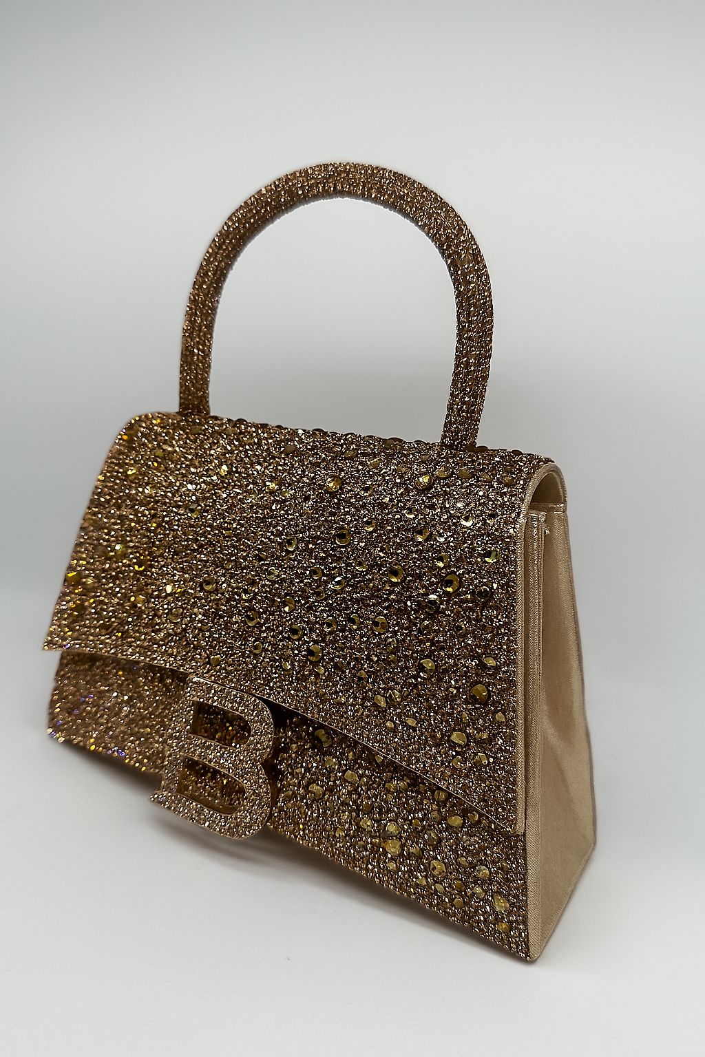 Luxury Rhinestone "B" Alphabet Mini Top Handle Bag - Sparkling Party Purse