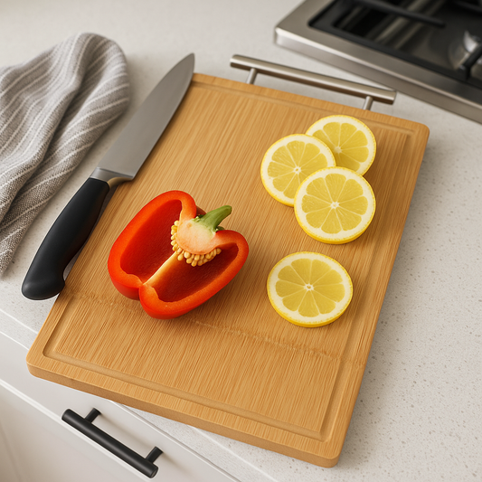 Premium Bamboo Cutting Board with Metal Handle