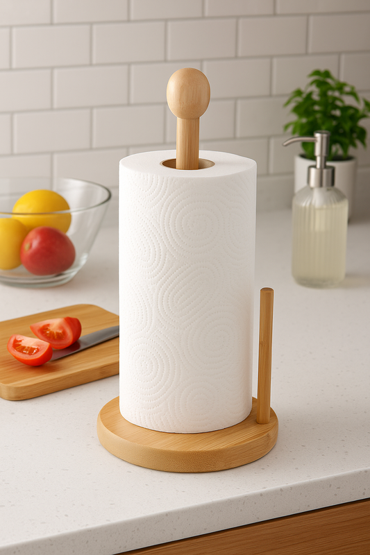 Natural Bamboo Paper Towel Holder – 12.5” Tall