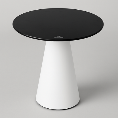 21.2" Tall Round Side Table with Dense Glass Top & Heavy Metal Base – Black & White