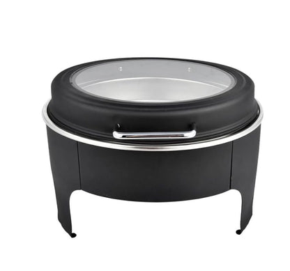 6QT Round Black Chafing Dish with Glass Lid