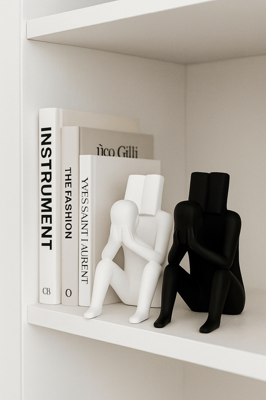 Modern Abstract Thinking Figurines – Set of 2 (Black & White)