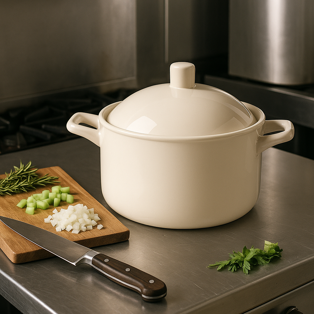 Fine Porcelain Ceramic Soup Pot with Lid – Oven & Dishwasher Safe