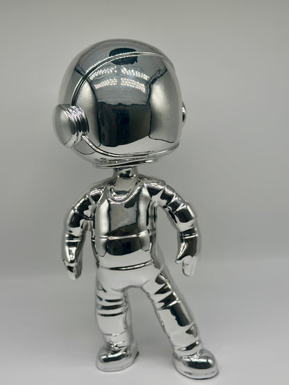 Chrome Resin Astronaut Figurine – 11.5” Tall for Home decor Kids Gift
