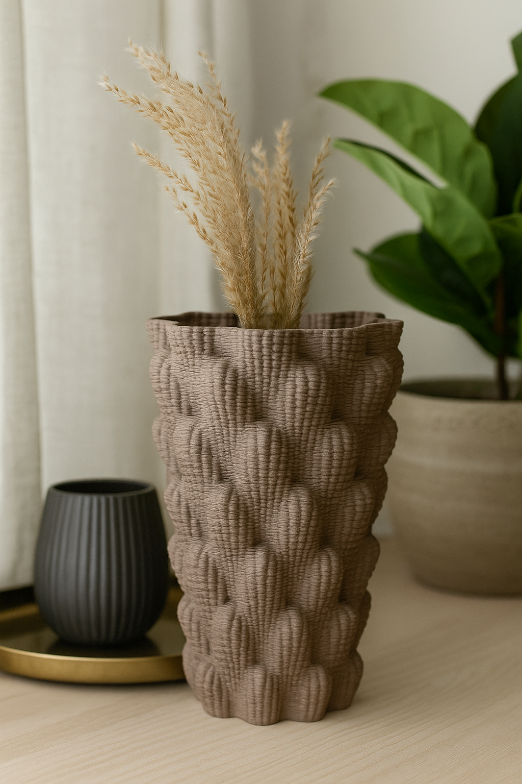 Artisan Clay Vase, 10" Tall – Unique Woven Design