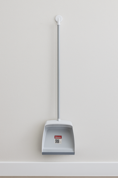 Tall Handle Dustpan with Rubber Lip and Broom Cleaning Teeth