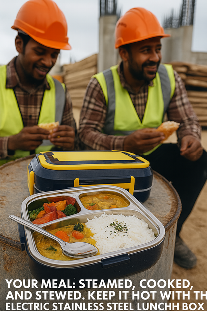 Electric Stainless Steel Lunch Box – 3 Grid | 1.5L | For Home, Office & Travel