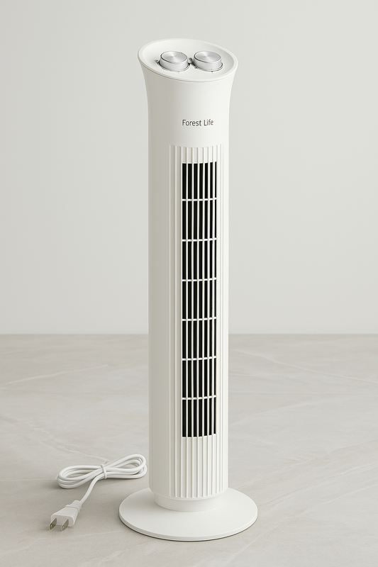 Forest Life Mechanical Tower Fan – Oscillating, 3-Speed, Timer