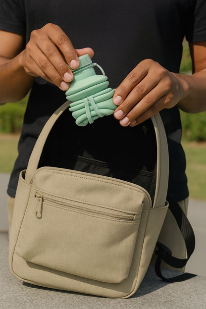 600ML BPA-Free Silicone Collapsible Water Bottle – Foldable, Leak-Proof, Travel-Friendly