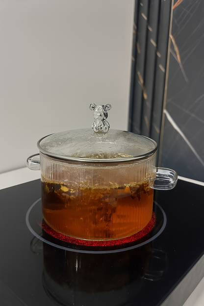 Clear Heat-Resistant Glass Pot with Lid – 1350ml Borosilicate Cookware