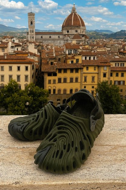 3D Wave Foam Clogs with Adjustable Strap – Matte Black