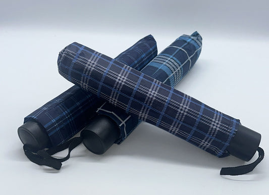 Plaid Compact UV Umbrella – 10-Rib, Windproof, Dual Use (Rain & Sun)