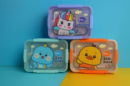 Kids Stainless Steel Lunch Box with Cute Cartoon Design – 1000ml