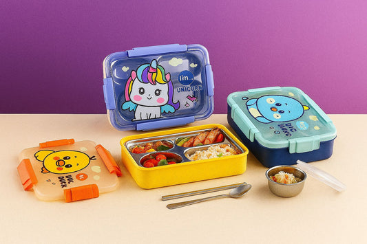 Kids Stainless Steel Lunch Box with Cute Cartoon Design – 1000ml