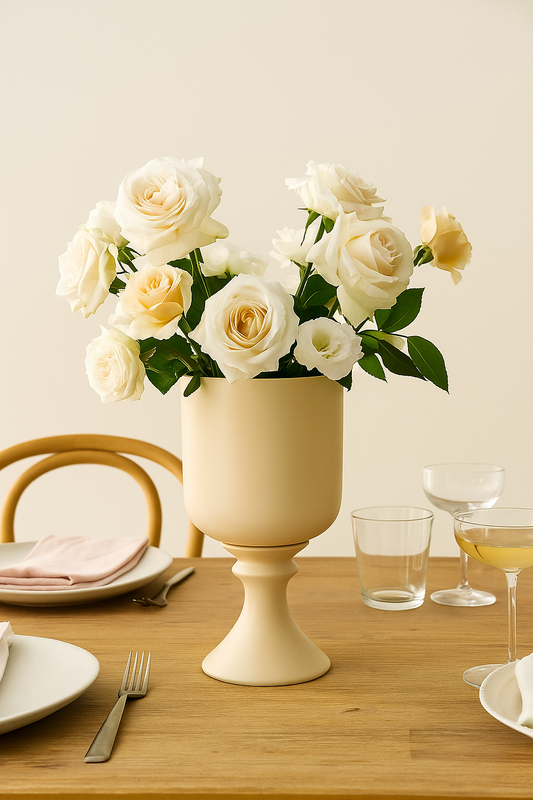 Elegant Ceramic Pedestal Vase – Modern Neutral Accent