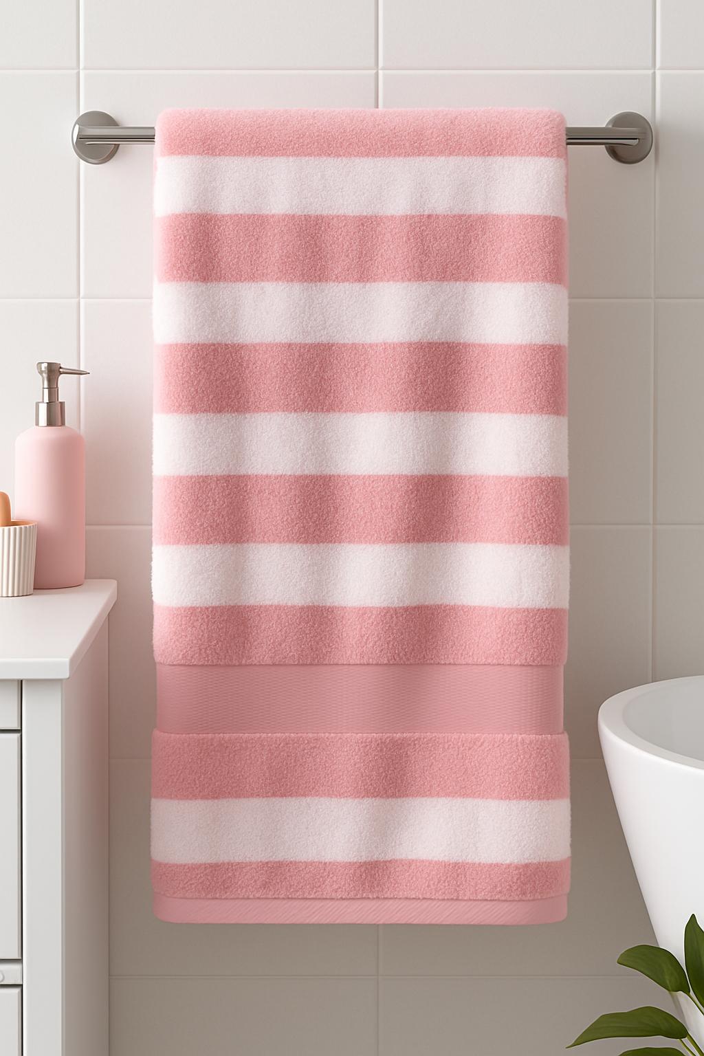 Luxury Spa-Inspired two-colour Striped Bath Towel Set – Soft, Absorbent &amp; Stylish