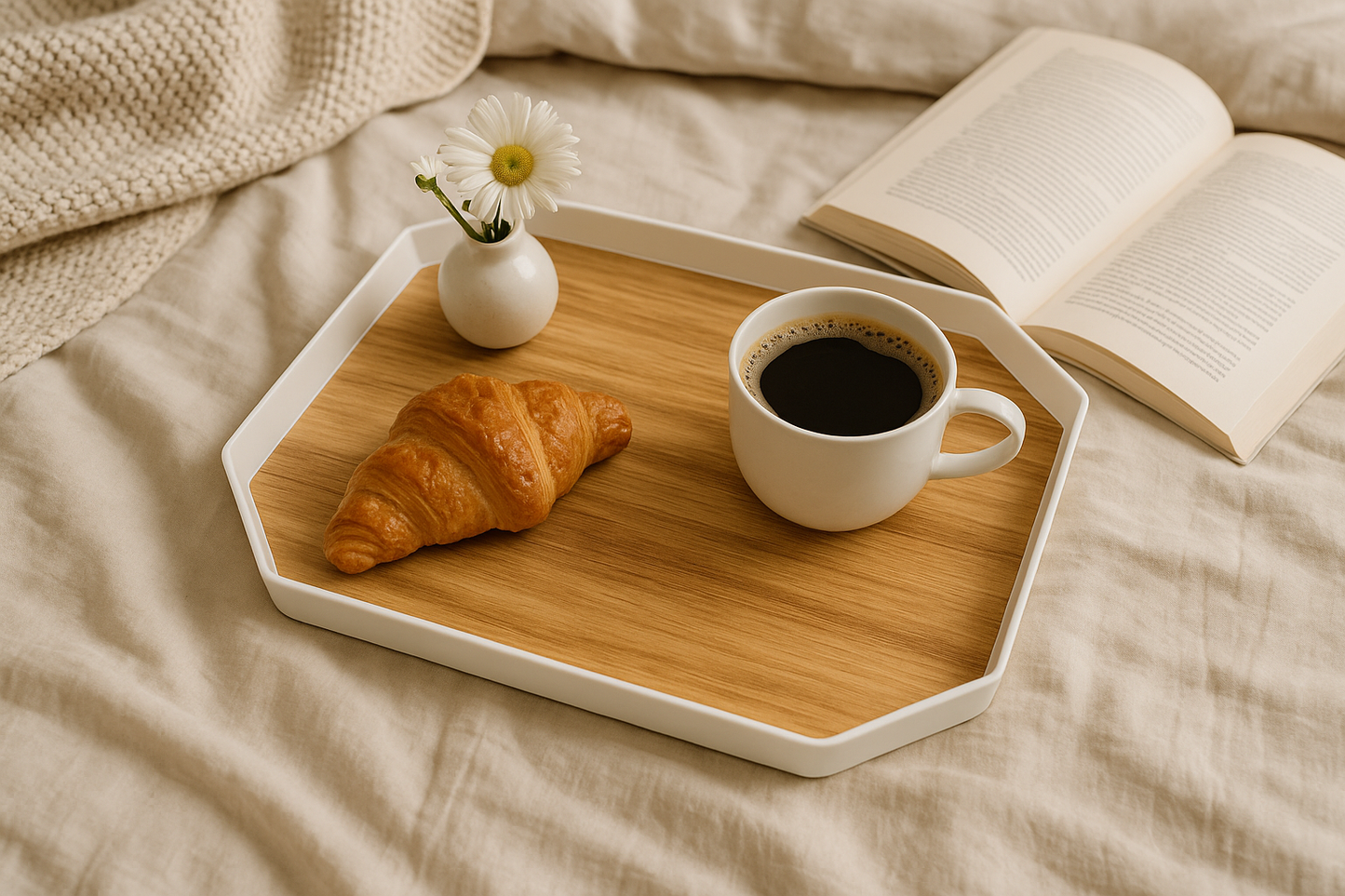 Modern Wood-Look Plastic Tray – 15.8" x 12"