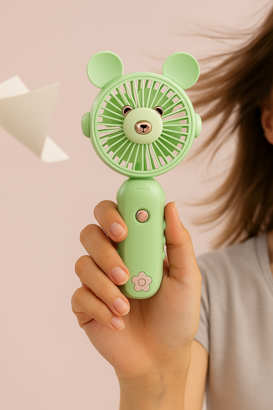Little Bear Handheld Mini Fan – HQ-47A | USB Rechargeable, Portable & Cute Design