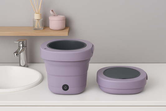 Portable Folding Washing Machine – Compact & Travel-Friendly (Purple)