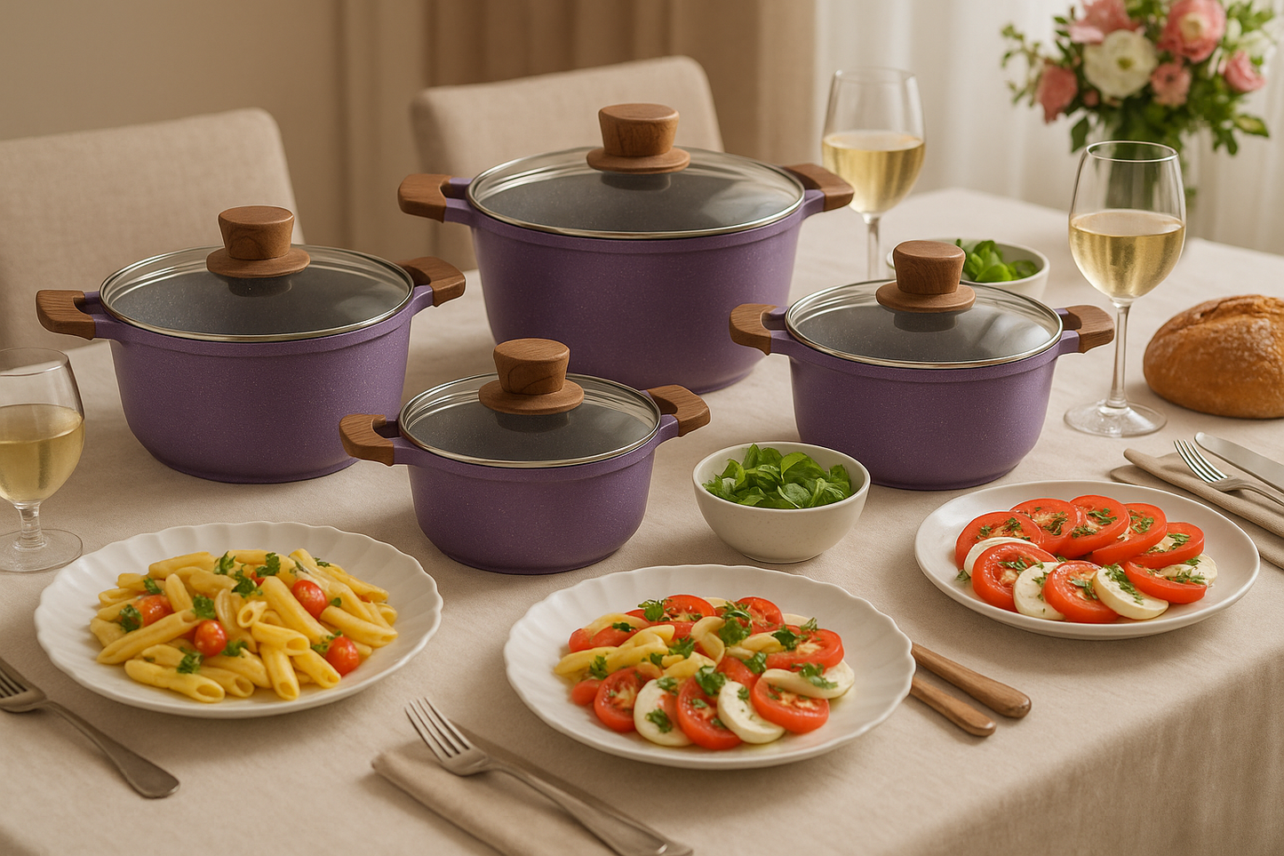 Realchef 10-Piece Granite Coating Casserole Set with Glass Lids