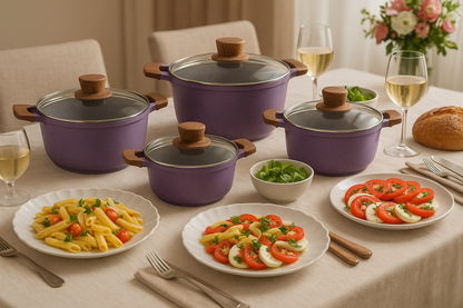 Realchef 10-Piece Granite Coating Casserole Set with Glass Lids