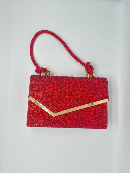 Luxury Rhinestone Evening Clutch Bag with Gold Detailing – Multiple Colors