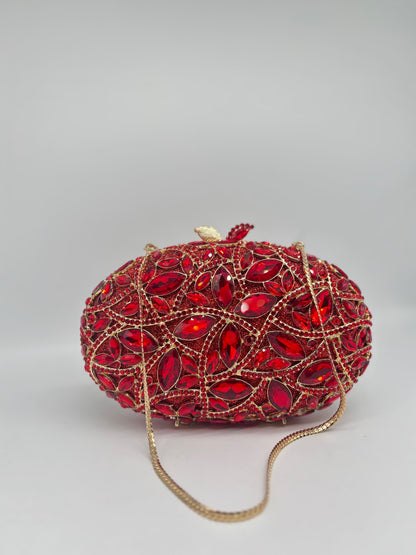LuxuryCrystal Apple Clutch Bag with Gold Chain