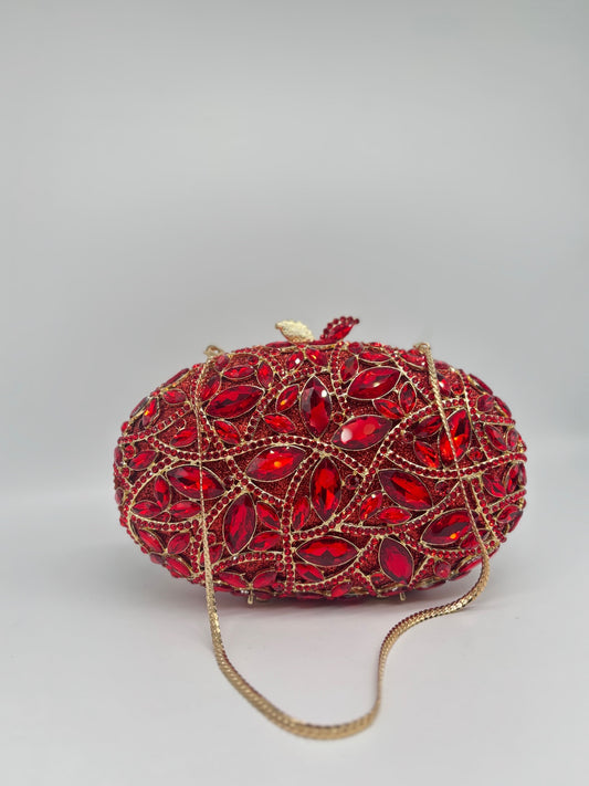 LuxuryCrystal Apple Clutch Bag with Gold Chain