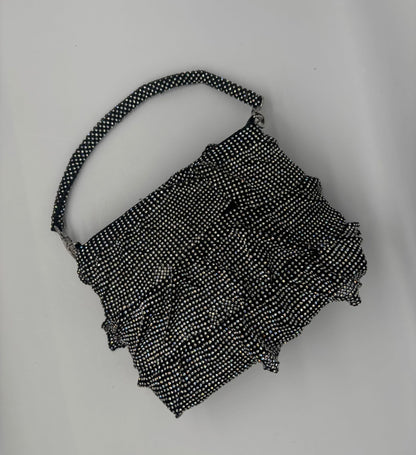 Luxury Rhinestone Ruffle Handbags – Gold, Black & Silver