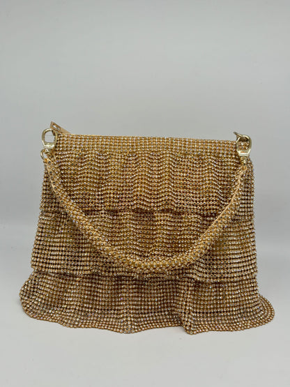 Luxury Rhinestone Ruffle Handbags – Gold, Black & Silver