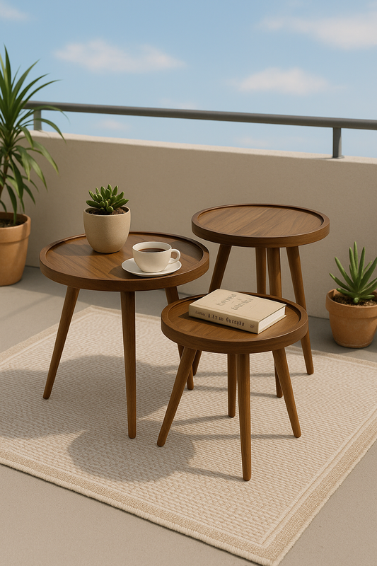 Round Wooden Accent Tables – Sold Individually (Small, Medium, Large)