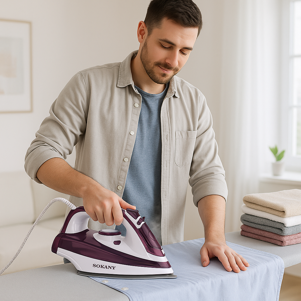 Sokany 2400W Steam Iron with Ceramic Soleplate and 400ml Water Tank - Model SK-11021