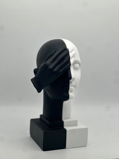 Modern Abstract Half-Face Sculptures – Pottery Clay, 8.5” Decorative Art