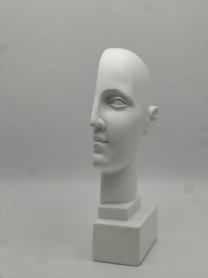 Modern Abstract Half-Face Sculptures – Pottery Clay, 8.5” Decorative Art