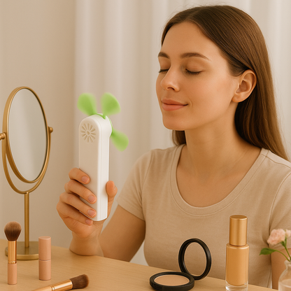 Mini Handheld Fan with Facial Mist Sprayer – Rechargeable & Portable