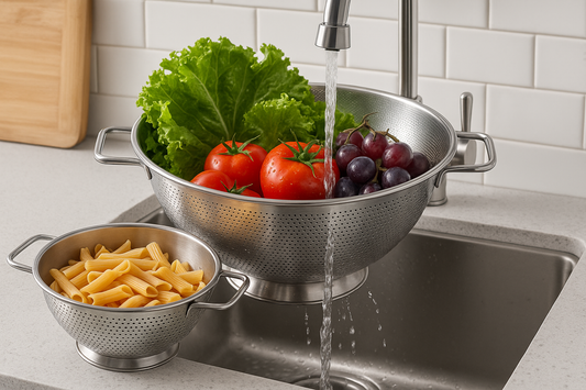 Stainless Steel Colanders – 9” & 12” Sizes with Handles