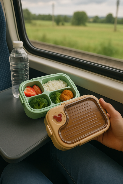 Double-Compartment Stainless Steel Lunch Box with Spoon – Leakproof Bento Style