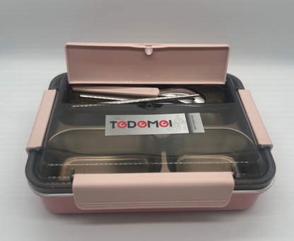 Multi-Compartment Stainless Steel Bento Lunch Box with Mobile Holder & Spoon – Leakproof & BPA-Free