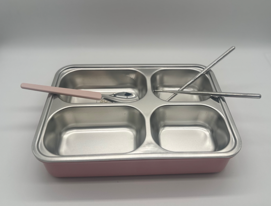 Multi-Compartment Stainless Steel Bento Lunch Box with Mobile Holder & Spoon – Leakproof & BPA-Free