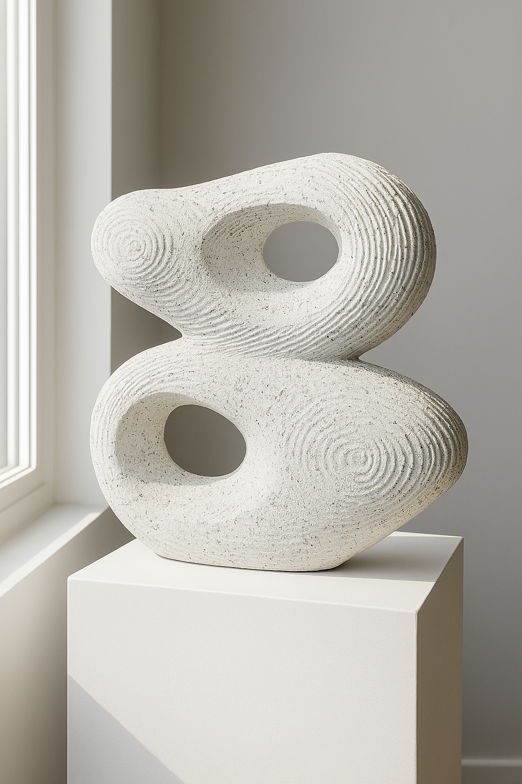 25” Textured Abstract Pottery Sculpture – Modern Hollow Art Decor