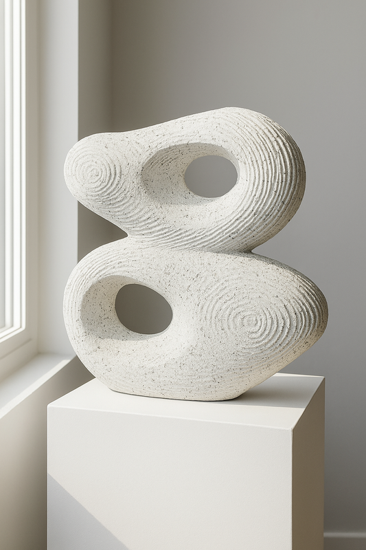 25” Textured Abstract Pottery Sculpture – Modern Hollow Art Decor